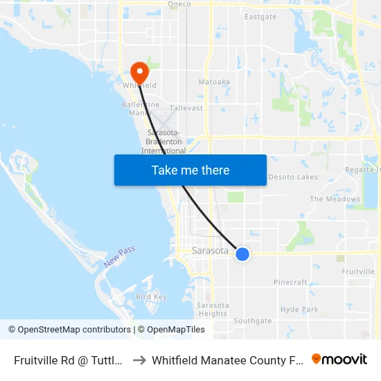 Fruitville Rd @ Tuttle Ave to Whitfield Manatee County FL USA map