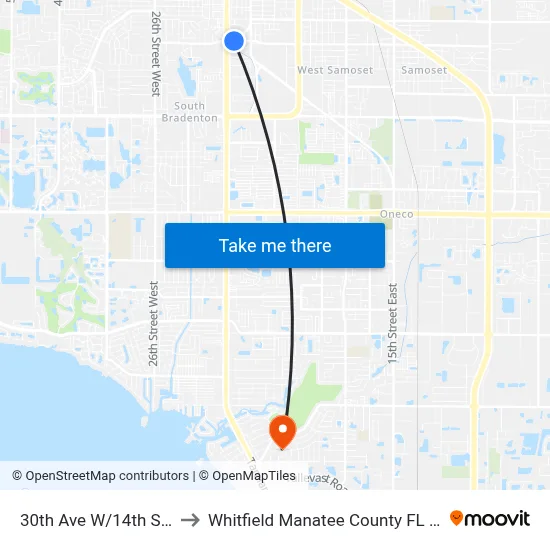 30th Ave W/14th St W to Whitfield Manatee County FL USA map