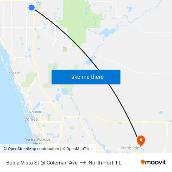 Bahia Vista St @ Coleman Ave to North Port, FL map