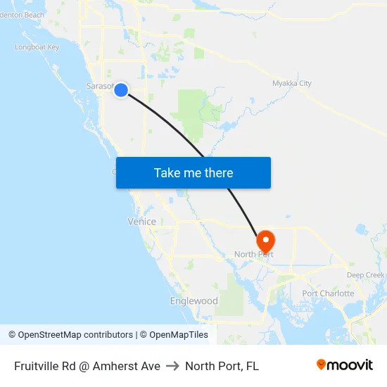 Fruitville Rd @ Amherst Ave to North Port, FL map