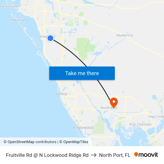 Fruitville Rd @ N Lockwood Ridge Rd to North Port, FL map