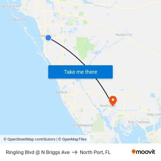 Ringling Blvd @ N Briggs Ave to North Port, FL map