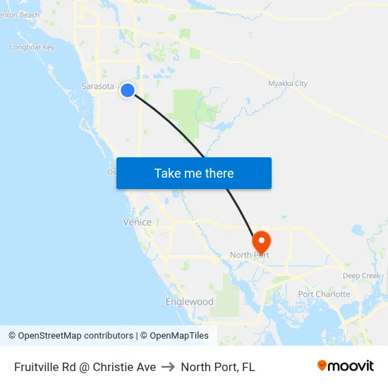 Fruitville Rd @ Christie Ave to North Port, FL map