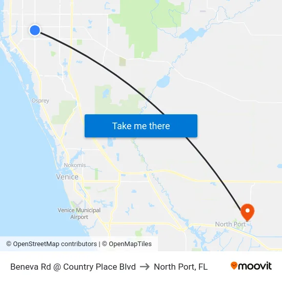 Beneva Rd @ Country Place Blvd to North Port, FL map