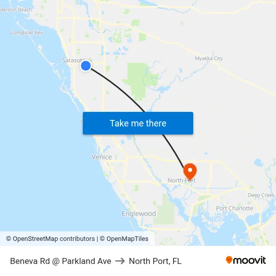Beneva Rd @ Parkland Ave to North Port, FL map