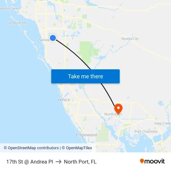 17th St @ Andrea Pl to North Port, FL map