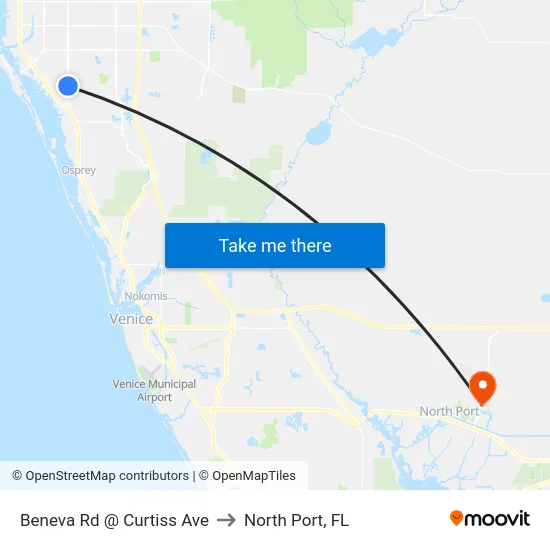 Beneva Rd @ Curtiss Ave to North Port, FL map