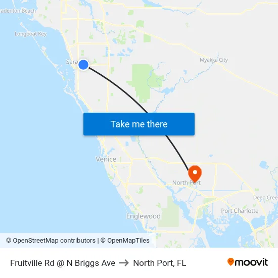Fruitville Rd @ N Briggs Ave to North Port, FL map