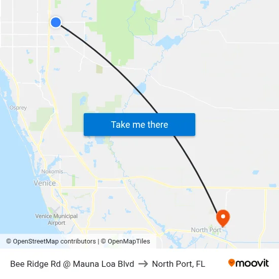 Bee Ridge Rd @ Mauna Loa Blvd to North Port, FL map