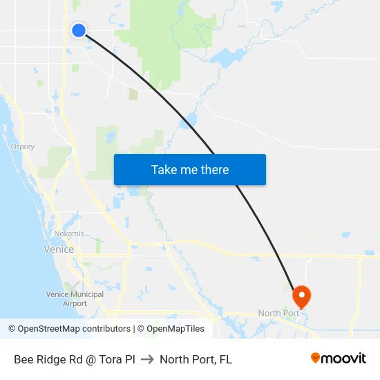 Bee Ridge Rd @ Tora Pl to North Port, FL map