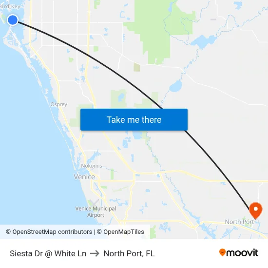 Siesta Dr @ White Ln to North Port, FL map
