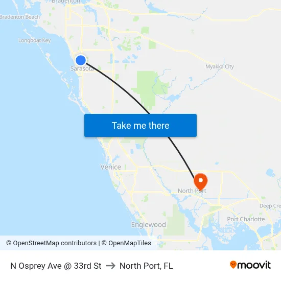 N Osprey Ave @ 33rd St to North Port, FL map