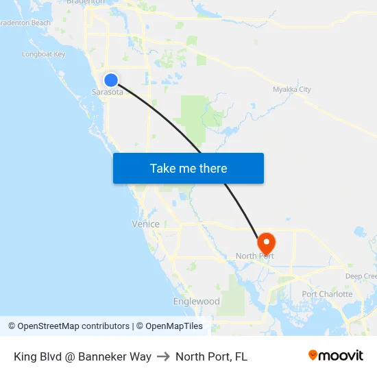 King Blvd @ Banneker Way to North Port, FL map