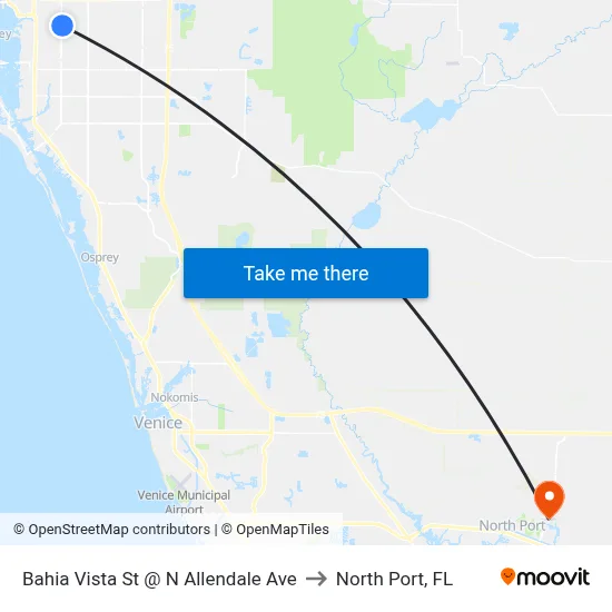 Bahia Vista St @ N Allendale Ave to North Port, FL map