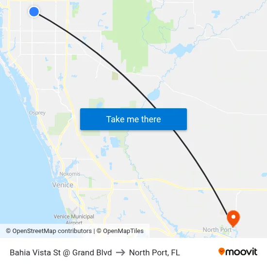 Bahia Vista St @ Grand Blvd to North Port, FL map