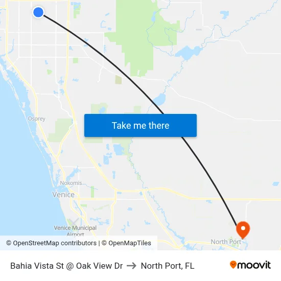 Bahia Vista St @ Oak View Dr to North Port, FL map