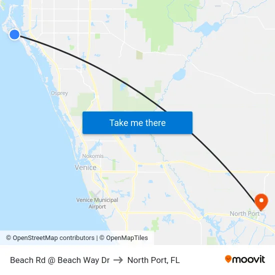 Beach Rd @ Beach Way Dr to North Port, FL map