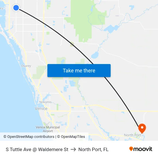 S Tuttle Ave @ Waldemere St to North Port, FL map