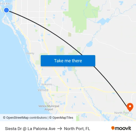 Siesta Dr @ La Paloma Ave to North Port, FL map