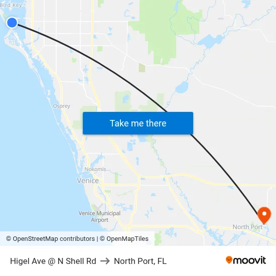 Higel Ave @ N Shell Rd to North Port, FL map