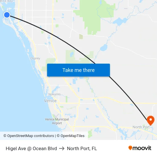 Higel Ave @ Ocean Blvd to North Port, FL map