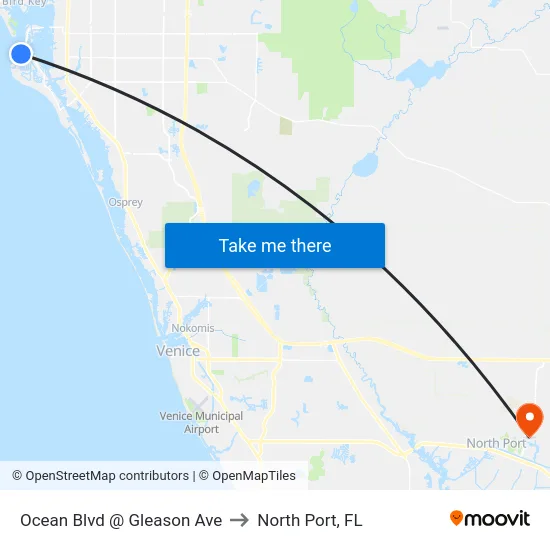 Ocean Blvd @ Gleason Ave to North Port, FL map