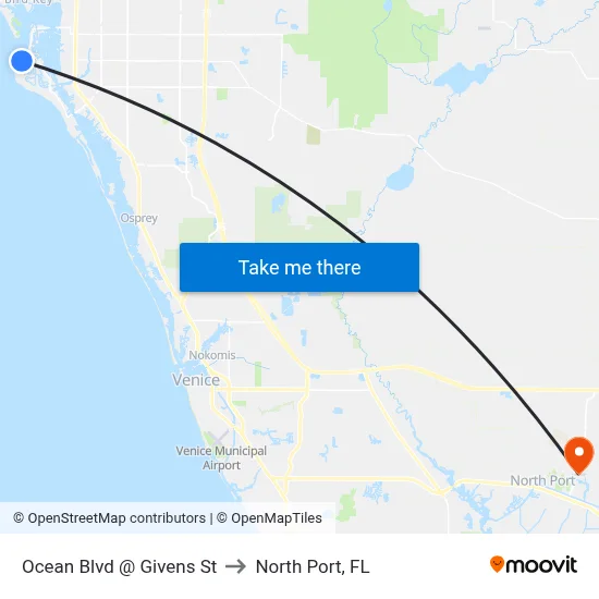 Ocean Blvd @ Givens St to North Port, FL map