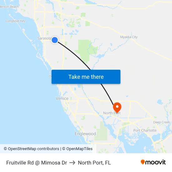 Fruitville Rd @ Mimosa Dr to North Port, FL map