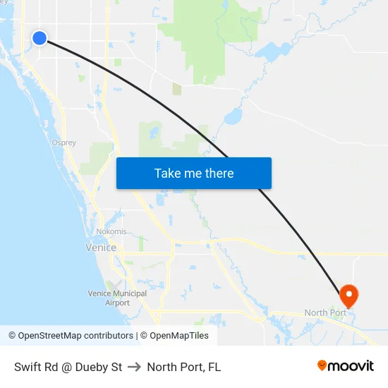 Swift Rd @ Dueby St to North Port, FL map