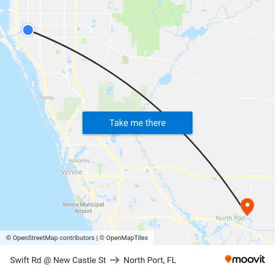 Swift Rd @ New Castle St to North Port, FL map