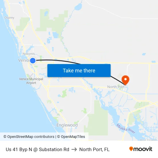 Us 41 Byp N @ Substation Rd to North Port, FL map