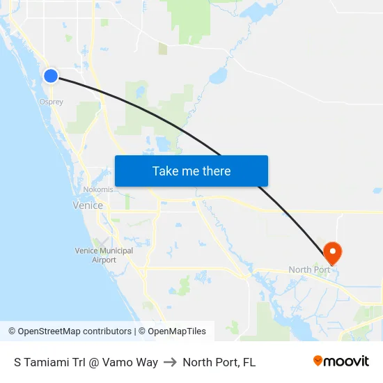 S Tamiami Trl @ Vamo Way to North Port, FL map
