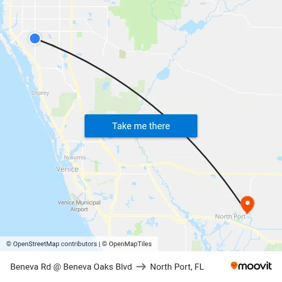 Beneva Rd @ Beneva Oaks Blvd to North Port, FL map