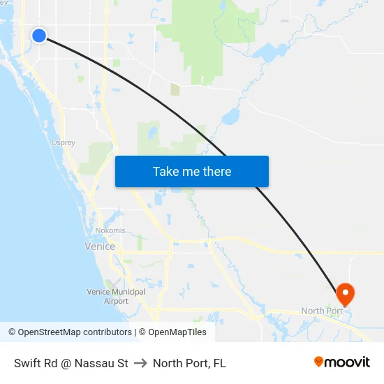 Swift Rd @ Nassau St to North Port, FL map