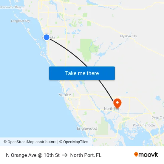 N Orange Ave @ 10th St to North Port, FL map