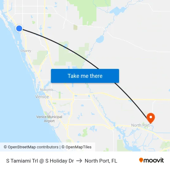 S Tamiami Trl @ S Holiday Dr to North Port, FL map