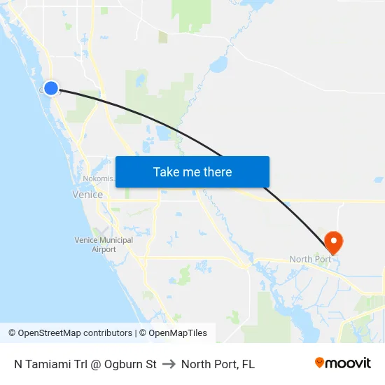 N Tamiami Trl @ Ogburn St to North Port, FL map