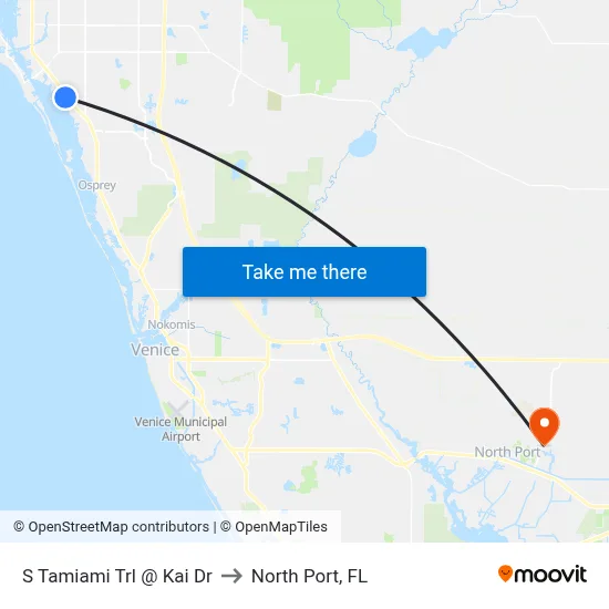 S Tamiami Trl @ Kai Dr to North Port, FL map