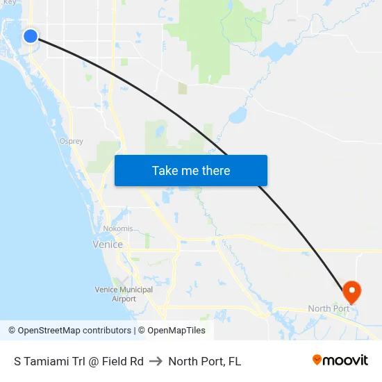 S Tamiami Trl @ Field Rd to North Port, FL map