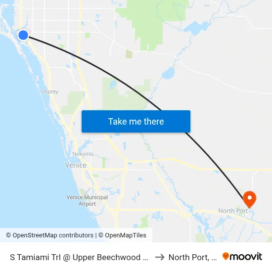 S Tamiami Trl @ Upper Beechwood Ave to North Port, FL map