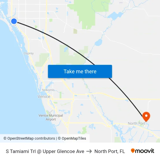 S Tamiami Trl @ Upper Glencoe Ave to North Port, FL map