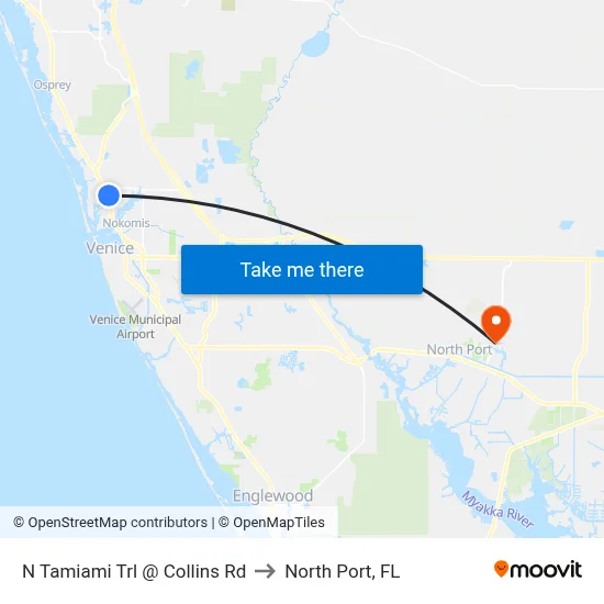 N Tamiami Trl @ Collins Rd to North Port, FL map