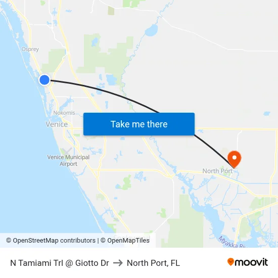 N Tamiami Trl @ Giotto Dr to North Port, FL map