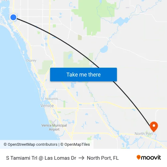 S Tamiami Trl @ Las Lomas Dr to North Port, FL map