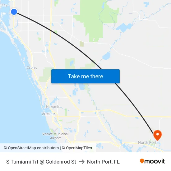 S Tamiami Trl @ Goldenrod St to North Port, FL map