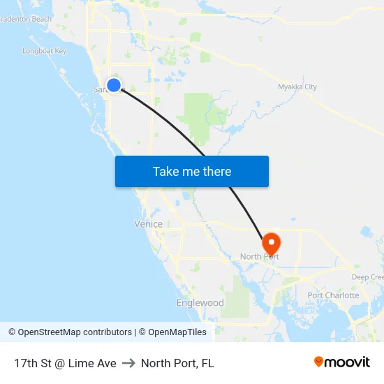 17th St @ Lime Ave to North Port, FL map