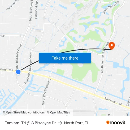Tamiami Trl @ S Biscayne Dr to North Port, FL map