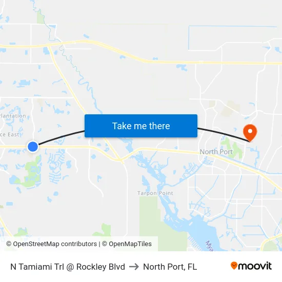 N Tamiami Trl @ Rockley Blvd to North Port, FL map