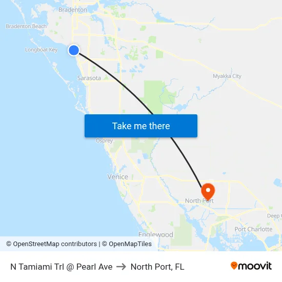 N Tamiami Trl @ Pearl Ave to North Port, FL map