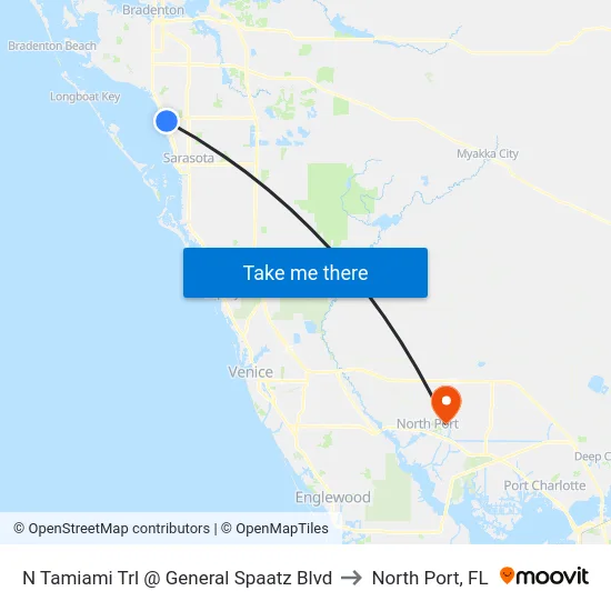 N Tamiami Trl @ General Spaatz Blvd to North Port, FL map